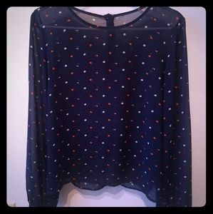 Long sleeve sheer blouse